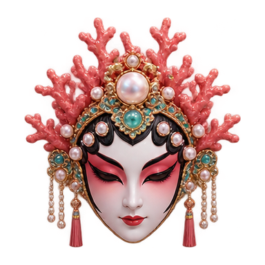 coral velvet theatre mask